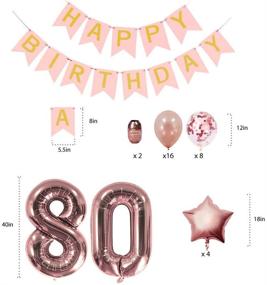 img 3 attached to 🎉 Optimize Your 80th Birthday Celebration with Women's Rose Gold Party Decorations, Gifts, and Supplies - Featuring a Happy Birthday Banner, Number 80 Balloons, and Confetti Balloons