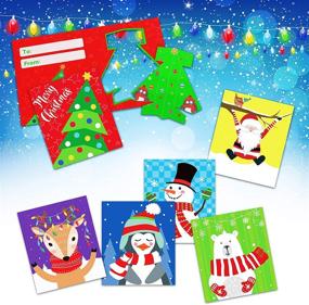 img 3 attached to Набор рождественских ремесел Geefuun для детей: 36 бумажных воздушных шаров, конвертов, наклеек - идеальный подарок для уроков на Рождество