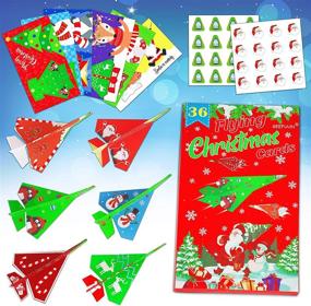 img 4 attached to Geefuun Christmas Crafts for Kids: 36 Paper Airplane Cards, Envelopes, Stickers - Ideal Xmas Party Classroom Gift Favor