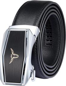 img 4 attached to Genuine Leather Adjustable Automatic A03 Black Men's Accessories for Belts