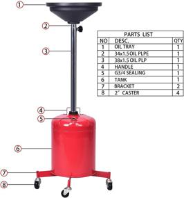 img 2 attached to 🛢️ Переносной стальной слив масла Aain на 5 галлонов с колесом, регулируемой высотой, красный (AODT-5) для утилизации отработанного масла.