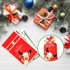 img 2 attached to 50 Рождественских подарочных пакетиков для конфет с завязкой - праздничные полиэтиленовые пакеты для печенья, идеальные для Рождес - твенских угощений и вечеринок, добавьте радостную атмосферу для детей.