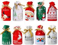 50 рождественских подарочных пакетиков для конфет с завязкой - праздничные полиэтиленовые пакеты для печенья, идеальные для рождес - твенских угощений и вечеринок, добавьте радостную атмосферу для детей. логотип