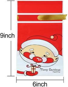 img 3 attached to 50 Рождественских подарочных пакетиков для конфет с завязкой - праздничные полиэтиленовые пакеты для печенья, идеальные для Рождес - твенских угощений и вечеринок, добавьте радостную атмосферу для детей.