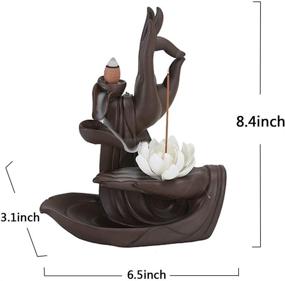 img 1 attached to YYW Ceramic Backflow Incense Burner Holder with Lotus Buddha Hand Design - Sandalwood Censer, 10PCS Cones, Aromatherapy Decoration Gift Set