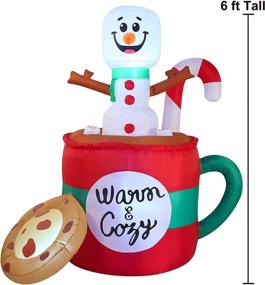 img 2 attached to 🍪 6 FT Tall Inflatable Snowman in Mug with Cookie: Festive Blow Up Inflatables for Ultimate Christmas Party Decor