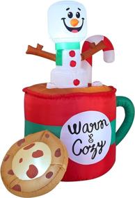 img 3 attached to 🍪 6 FT Tall Inflatable Snowman in Mug with Cookie: Festive Blow Up Inflatables for Ultimate Christmas Party Decor