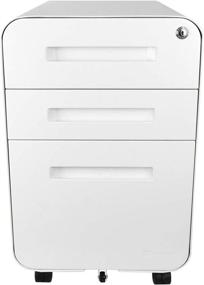 img 3 attached to 🗄️ Bindertek Glide White Steel Locking Mobile File Cabinet for Letter/Legal Size Documents, Assembled - Glide-WH