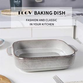img 3 attached to 🍽️ KOOV Керамическая посуда для выпечки, Квадратная форма для выпечки, Форма для брауни 8x8, Реактивная глазурь, Переменный серый - идеально подходит для торта на ужин, кухни.