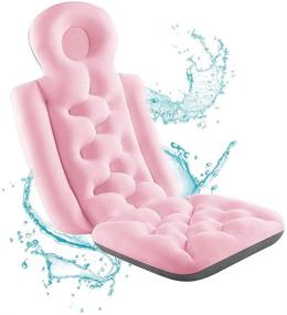 img 4 attached to YUI Full Body Bath Pillow - Ergonomic Spa Bathtub Pillow for Tub - Non-Slip & Waterproof Pink Bathroom Pillow for Head, Neck, Shoulder, and Back Support - Premium Bath Tub Accessory