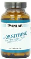 💪 twinlab l-ornithine: премиальная добавка аминокислоты для детокса мочевины и восстановления после тренировки - 500 мг l-орнитина hcl, 100 капсул. логотип