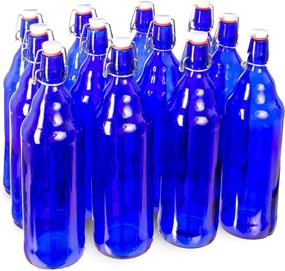 img 4 attached to 🍺 Premium 33 oz. Blue Glass Grolsch Beer Bottles - Quart Size 12-Pack with Airtight Swing Top/Flip Top - Ideal for Home Brewing, Fermenting Alcohol, Kombucha Tea, Wine, Soda