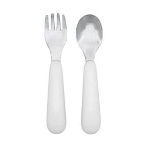 img 2 attached to Convenient On-The-Go Navy Fork and Spoon Set by OXO Tot: Practical and Portable Utensils