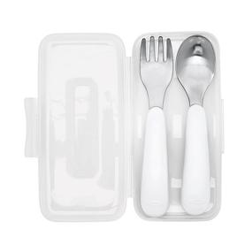 img 3 attached to Convenient On-The-Go Navy Fork and Spoon Set by OXO Tot: Practical and Portable Utensils