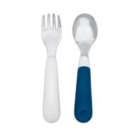 convenient on-the-go navy fork and spoon set by oxo tot: practical and portable utensils logo