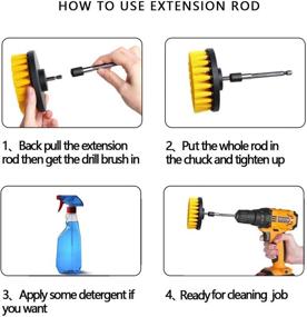 img 1 attached to 🧽 12-Piece Drill Brush Attachments Set for Power Scrubber - Includes Scrub Pads, Buffing Pads, and Extend Long Attachment - All Purpose Cleaning Set for Kitchen and Bathroom Surfaces