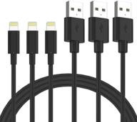 🔌 quntis 3pack 6ft lightning to usb a certified charger cable for iphone 13 12 11 xs max xr x 8 plus 7 plus 6s plus 5s se, ipad pro, ipod, airpods and more - черный логотип