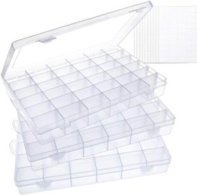 img 4 attached to 📦 SGHUO 3 Pack Clear Plastic Organizer Box with Adjustable Dividers and 400pcs Label Stickers – Perfect for Jewelry, Crafts, Beads, Fishing Tackles