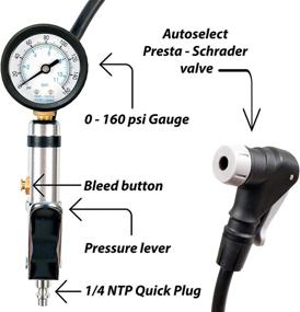 img 2 attached to 🚲 CycloSpirit Universal Bicycle Tire Inflator Gauge: Auto-Select Valve Type - Presta and Schrader Air Compressor Tool