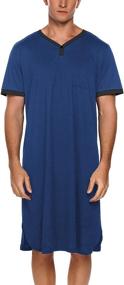 img 4 attached to 👕 Ekouaer Men's X-Large Nightshirt Kaftan Nightgown - Clothing and Sleep & Lounge