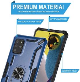 img 1 attached to GORGCASE Для Samsung Galaxy A91 / S10 Lite с защитой экрана из закаленного стекла Двухслойная защита от царапин, сверхмощная, вращающаяся на 360 ° кольцевая подставка Полноразмерная крышка (работает с магнитным автомобильным креплением), темно-синий