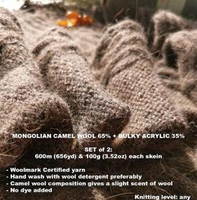 img 1 attached to Pehorka Mongolian Camel Wool Fingering Yarn Set - 2 for Knitting Warm Sweater, Scarf, Socks - 1200m & 200g Total - 372 Natural Brown
