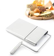 🧀 premium stainless steel cheese slicer with 5 bonus replacement wires - easy butter cutting tool for kitchen - includes durable cutting board logo