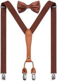 img 4 attached to 👔 Versatile Boys 4 Clip Suspender and Bow Tie Set: Adjustable Y-Back Design for Wedding & Birthday Celebrations