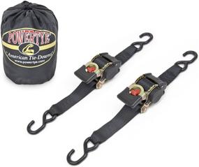 img 4 attached to 🔒 PowerTye 2in x 10ft Retractor-HD Heavy-Duty Ratchet Tie-Downs - 800lb Working Load Limit - Black (Pair) with Storage Bag