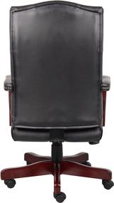 img 2 attached to Black Classic Executive Caressoft Chair with Mahogany Finish - Boss Office Products B905-BK