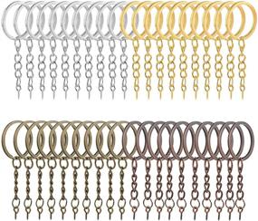 img 4 attached to 🔑 Ciseng 40pcs Key Ring with Extend Chain, Jump Rings, and Screw Eye Pin - Perfect Keychain Ring Parts for Craft Making