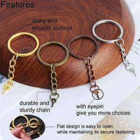 img 1 attached to 🔑 Ciseng 40pcs Key Ring with Extend Chain, Jump Rings, and Screw Eye Pin - Perfect Keychain Ring Parts for Craft Making