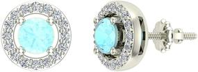 img 4 attached to 💎 14K Gold Natural Sky Blue Aquamarine Diamond Earrings for Women/Girls