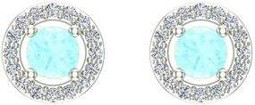 img 2 attached to 💎 14K Gold Natural Sky Blue Aquamarine Diamond Earrings for Women/Girls