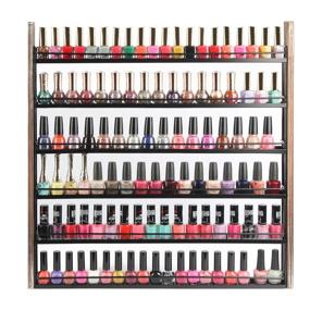 img 3 attached to 🔲 J JACKCUBE DESIGN Rustic Wood Nail Polish Organizer: Stylish 6 Tier Shelves for 100 Bottles - Wall Mount Display Rack with Makeup Storage - Ideal for Nail Salons, Bedrooms, and Dress Rooms - MK528A