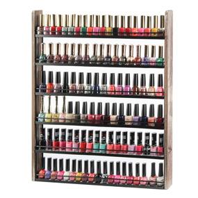 img 4 attached to 🔲 J JACKCUBE DESIGN Rustic Wood Nail Polish Organizer: Stylish 6 Tier Shelves for 100 Bottles - Wall Mount Display Rack with Makeup Storage - Ideal for Nail Salons, Bedrooms, and Dress Rooms - MK528A