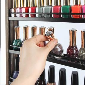 img 1 attached to 🔲 J JACKCUBE DESIGN Rustic Wood Nail Polish Organizer: Stylish 6 Tier Shelves for 100 Bottles - Wall Mount Display Rack with Makeup Storage - Ideal for Nail Salons, Bedrooms, and Dress Rooms - MK528A