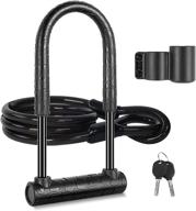 high security bike u lock with mount, heavy duty combination - 14mm lock for road, mountain, electric, folding bicycles - includes 4ft flex bike cable for added protection logo