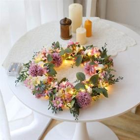 img 2 attached to 🌼 16" Daisy Front Door Wreath with Garland Lights - Spring Summer LED Light up Wreath for Indoor Outdoor Home Decoration