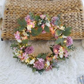 img 1 attached to 🌼 16" Daisy Front Door Wreath with Garland Lights - Spring Summer LED Light up Wreath for Indoor Outdoor Home Decoration