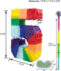 img 3 attached to Пиньята Kaimei Number: небольшие декоративные принадлежности для вечеринки Cinco de Mayo Fiesta с палкой - многоцветные пиньяты (5) для дня рождения, годовщин и празднований.