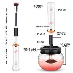 img 2 attached to 🧼 Skinstagrammer Makeup Brush Cleaner - Professional Electric Make Up Washer and Dryer Brushes Spinner - Silicone Collar Set - Cleaning Kit For Face Beauty and Skin Care - Wash and Dry