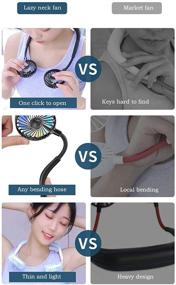 img 2 attached to 🌬️ Portable USB Personal Fan with 2000 mAh Battery - Handheld Headphone Design Neckband Fan with Rainbow and White Light, 3 Speeds - Ideal for Sports, Traveling, and Office Use (Blue)
