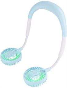 img 4 attached to 🌬️ Portable USB Personal Fan with 2000 mAh Battery - Handheld Headphone Design Neckband Fan with Rainbow and White Light, 3 Speeds - Ideal for Sports, Traveling, and Office Use (Blue)