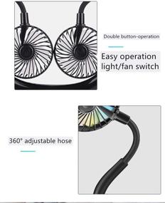 img 1 attached to 🌬️ Portable USB Personal Fan with 2000 mAh Battery - Handheld Headphone Design Neckband Fan with Rainbow and White Light, 3 Speeds - Ideal for Sports, Traveling, and Office Use (Blue)