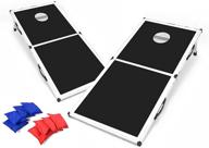 backyard champs corn hole outdoor game: premium set with 2 folding boards and 8 bean bags – aluminum frame and mdf board логотип