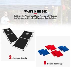 img 3 attached to Backyard Champs Corn Hole Outdoor Game: Premium Set with 2 Folding Boards and 8 Bean Bags – Aluminum Frame and MDF Board