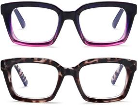 img 4 attached to 👓 Protect Your Eyes with Reading Glasses Blue Light Blocking - 2 Pack +1.75 Readers Computer Eyeglasses: Oversized Oprah Style with Spring Hinge for Women, Lightweight Square Frame