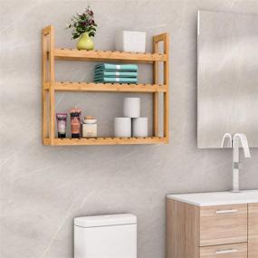img 3 attached to 🛁 Maximize Your Bathroom Storage with Domax Bamboo Bathroom Shelf - 3-Tier Wall Mount Rack for Multifunctional and Adjustable Organization in Living Room, Kitchen, and More (Bamboo)