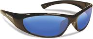 🕶️ flying fisherman fluke jr polarized sunglasses with acutint uv blocker for fishing and outdoor sports, black/smoke-blue mirror, small size (7892bsb) logo